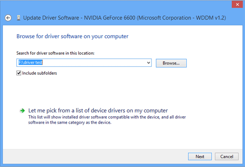 Windows Driver Update, Browse